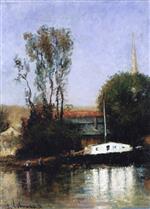 Albert Lebourg - Bilder Gemälde - A Boat on the Seine