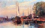Albert Lebourg  - Bilder Gemälde - View of Delft, Sunset
