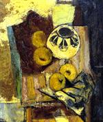 Alfred Henry Maurer - Bilder Gemälde - Cubist Still Life with Ceramic Bowl and Apples