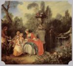Nicolas Lancret - paintings - Lady and Gentleman with two Girls and a Servant