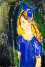 Alfred Henry Maurer  - Bilder Gemälde - Young Girl with Blue Bow