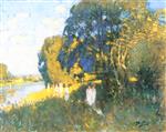 Pierre Eugène Montézin - Bilder Gemälde - A Beautiful Sunday on the Banks of the Seine