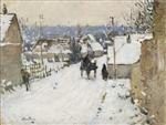 Pierre Eugène Montézin  - Bilder Gemälde - View of Village with Snow