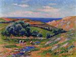 Henry Moret - Bilder Gemälde - A Valley in Sadaine, the Bay of Douarnenez