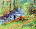 Henry Moret  - Bilder Gemälde - Fisherman on the Banks of the River
