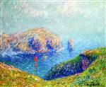 Henry Moret  - Bilder Gemälde - View of the Bay with Sailboat