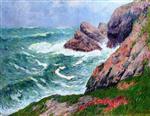 Henry Moret  - Bilder Gemälde - Waves at Pen-men, Île de Groux