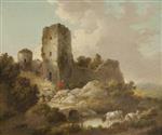 George Morland  - Bilder Gemälde - Landscape with Ruined Castle