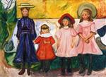 Edvard Munch  - Bilder Gemälde - Four Girls in Åsgårdstrand