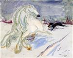 Edvard Munch  - Bilder Gemälde - Galloping White Horse
