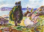 Edvard Munch  - Bilder Gemälde - Junipers by the Sea