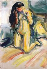 Edvard Munch  - Bilder Gemälde - Kneeling Nude