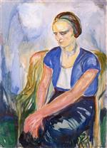Edvard Munch  - Bilder Gemälde - Model with Hands Resting on Knees
