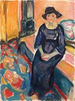 Edvard Munch  - Bilder Gemälde - Model with Hat, Seated on the Couch
