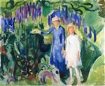 Edvard Munch  - Bilder Gemälde - Mother and Daughter in the Garden