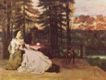 Gustave Courbet - Bilder Gemälde - Dame auf der Terrasse