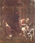 Gustave Courbet - Bilder Gemälde - Die Beute (Jagd mit Hunden)