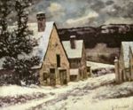 Gustave Courbet - Bilder Gemälde - Dorfausgang im Winter
