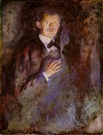 Edvard Munch  - Bilder Gemälde - Self-Portrait with Burning Cigarette