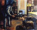 Edvard Munch  - Bilder Gemälde - Self-Portrait with Dogs