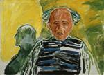 Edvard Munch  - Bilder Gemälde - Self-Portrait with Striped Pullover
