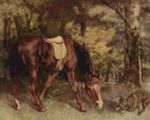 Gustave Courbet - Peintures - Cheval dans la forêt