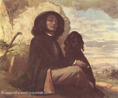 Self Portrait with a Black Dog