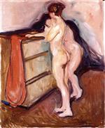Edvard Munch  - Bilder Gemälde - Two Nudes Standing by a Chest of Drawers