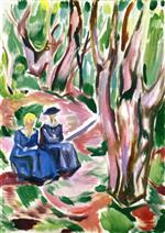 Edvard Munch  - Bilder Gemälde - Two Women in the Woods at Ekely