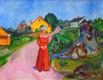 Edvard Munch  - Bilder Gemälde - Woman in Red Dress