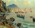 Edward Henry Potthast  - Bilder Gemälde - Boats in a Rocky Cove