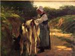 Edward Henry Potthast  - Bilder Gemälde - Grazing by the Roadside