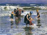 Edward Henry Potthast  - Bilder Gemälde - In the Surf
