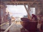 Edward Henry Potthast  - Bilder Gemälde - The Boat Builders' Shop