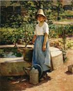 Theodore Robinson - Bilder Gemälde - At the Fountain