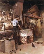 Theodore Robinson  - Bilder Gemälde - The Apprentice Blacksmith