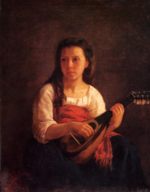 Mary Cassatt - Peintures - La joueuse de mandoline