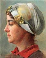 Theodore Robinson  - Bilder Gemälde - Woman with White Cap