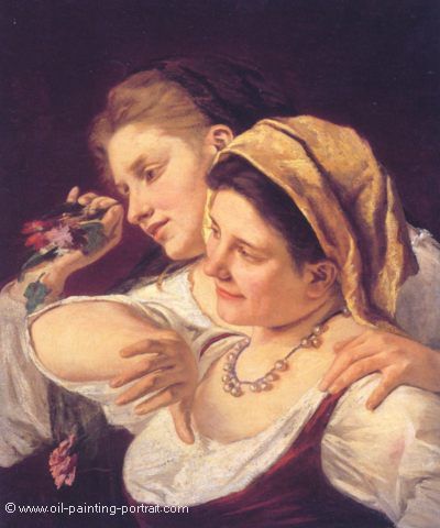 Two Women Throwing Flowers During Carnival