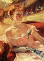 Mary Cassatt - Peintures - Femme avec un collier de perles dans une loge