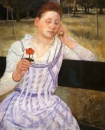 Mary Cassatt - Peintures - Femme avec une fleur rouge