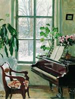 Stanislaw Julianowitsch Zukowski  - Bilder Gemälde - Interior with a Piano-2