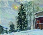 Stanislaw Julianowitsch Zukowski  - Bilder Gemälde - Mansion in Winter