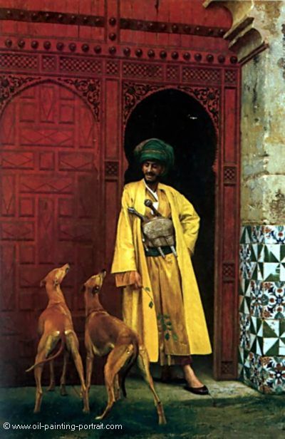 An Arab and his Dogs