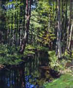 Stanislaw Julianowitsch Zukowski  - Bilder Gemälde - The Forest Stream