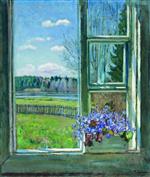 Stanislaw Julianowitsch Zukowski  - Bilder Gemälde - Window with Violets