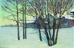 Stanislaw Julianowitsch Zukowski  - Bilder Gemälde - Winter Landscape with a House