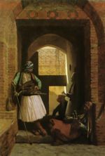 Jean Leon Gerome - paintings - Arnauts of Cairo at the Beb en Nasr
