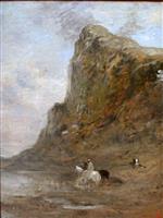 Eugene Fromentin  - Bilder Gemälde - Moroccan Horsemen at the Foot of the Chiffra Cliffs