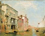 Eugene Fromentin  - Bilder Gemälde - View Of A Canal In Venice
